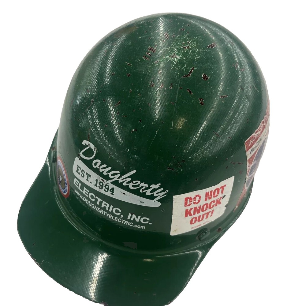 Vintage Original MSA Skullgard Green Fiberglass Hard Hat Cap Size MEDIUM