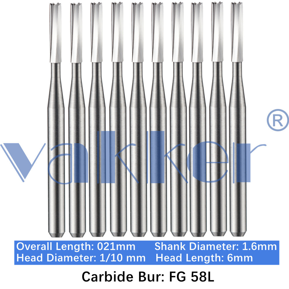 Vakker 10PC Dental Tungsten Friction Grip Carbide Burs High Speed FG Long Shank