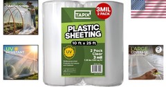 Plastic Sheeting (10′ X 25′) Long, 3 Mil (2 Pack) – UV Protection Poly Sheeting