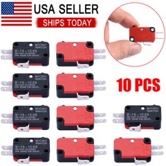 10 PCS Micro Limit Switch V-15-1C25 SPDT Momentary Snap Button AC 250V 15A