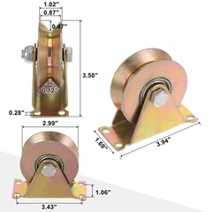 4pcs 3″ V Groove Wheel Sliding Gate Caster Rigid Caster Wheels with Bracket