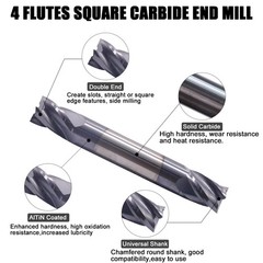 5 Pcs 3/16″ 4 Flute Double ended Carbide End Mill – AlTiN Coated