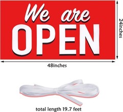 We Are Open Banner Polyester Oxford Cloth We Are Open Store Sign Outdoor Indo…