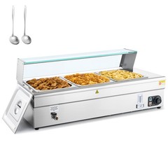 WILPREP Commercial Electric Food Warmer 1500W Buffet Bain Marie Steam Table 3Pan
