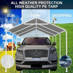 10×20 Ft Carport Replacement Canopy Cover Garage Tent Shelter Tarp Grey w/44