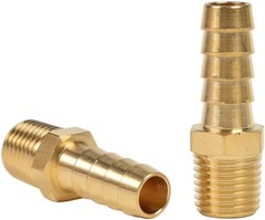 Durable Brass Hose Fitting Set: 2 Pack 3/8″ Barb to 1/4″ NPT Male Pipe