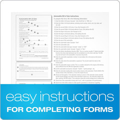 Bill of Sale Forms Pack, Includes 2 Motor Vehicle and 2 General Bills of Sale, 8