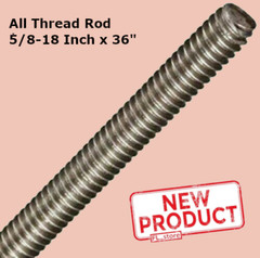 All Thread Rod 5/8-18 Inch x 36″ Zinc Plated Steel Grade Rod 3 Ft Long Thread