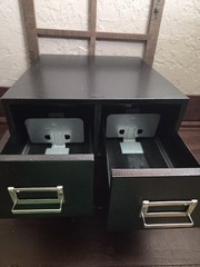 Metal File card Drawer, 3″ X 5 ” Double Drawer, Black, Buddy Products Vintage