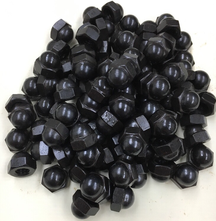 (10) 1/4-20 Acorn Cap Hex Nuts Black Oxide Bolt Thread Cover Smooth Rounded 1420