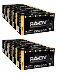 SAS 66518 Raven Powder-Free Black Nitrile Gloves LARGE ( 10 Boxes of 100 )