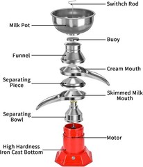 Electric Milk Cream Separator – 100L/H Cream Maker w/5L Stainless Bowl 110V 100W