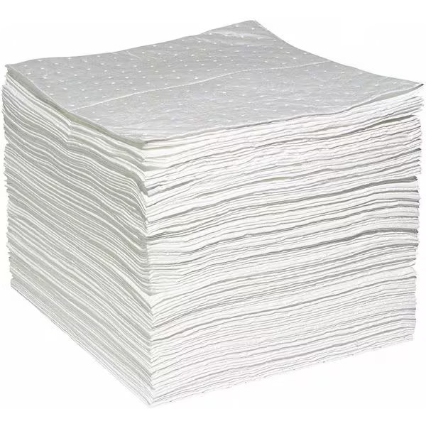 Absorbent Pads Oil Only 15×19 Inch Heavy Duty 100 Pack Polypropylene White
