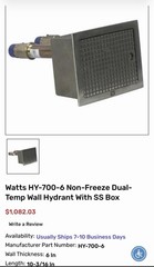 Watts HY-700-6 Non-Freeze Dual-Temp Wall Hydrant With SS Box