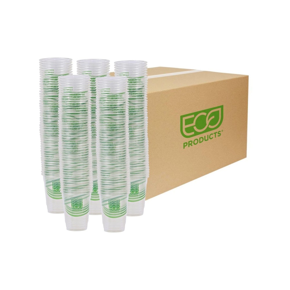 ECO PRODUCTS GreenStripe Clear Compostable 9oz PLA Plastic Cups, Case of 1000…