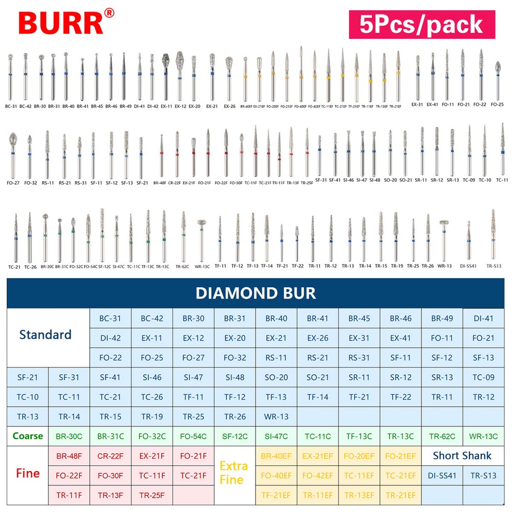 20PACKS 100* Dental Dentist Diamond Burs Bur Bits Drill FG 1.6mm For High Speed