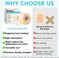 Hydrocolloid Bandages for Wound Care, 2in *12ft Extra Large Medical-Grade Hydroc