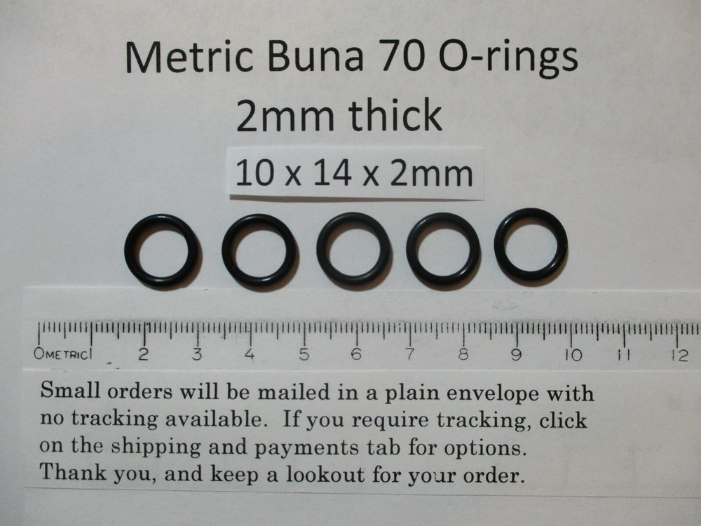 10mm ID x 14mm OD x 2mm thick O-ring. Buna-70. Quan 5.