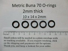 10mm ID x 14mm OD x 2mm thick O-ring. Buna-70. Quan 5.