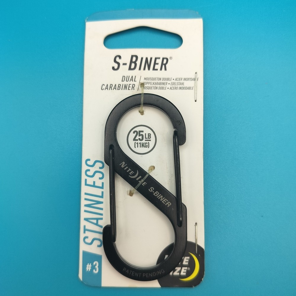NEW Nite Ize S-Biner Dual Carabiner #3 Black Stainless Steel Double Gate Clip