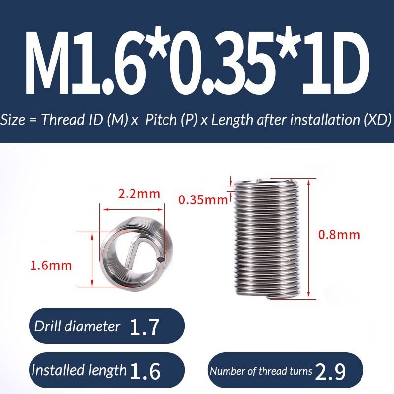Helicoil Wire Thread Repair Inserts Coarse Thread A2 Stainless Steel DIN 8140