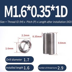 Helicoil Wire Thread Repair Inserts Coarse Thread A2 Stainless Steel DIN 8140
