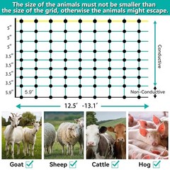 Flexible Electric Fence Netting – 35.4″ H x 164′ L, Ideal for Farms and Gardens