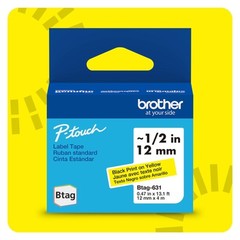 Brother Genuine Btag Black Print On Yellow Label Tape 12Mm 0.47In 13.1Ft