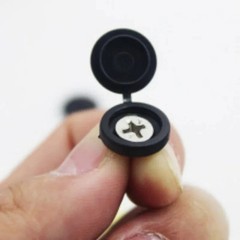 100 Pcs Black Hinged Screw Cover Caps – Snap Flip Tops w/ Washers Small