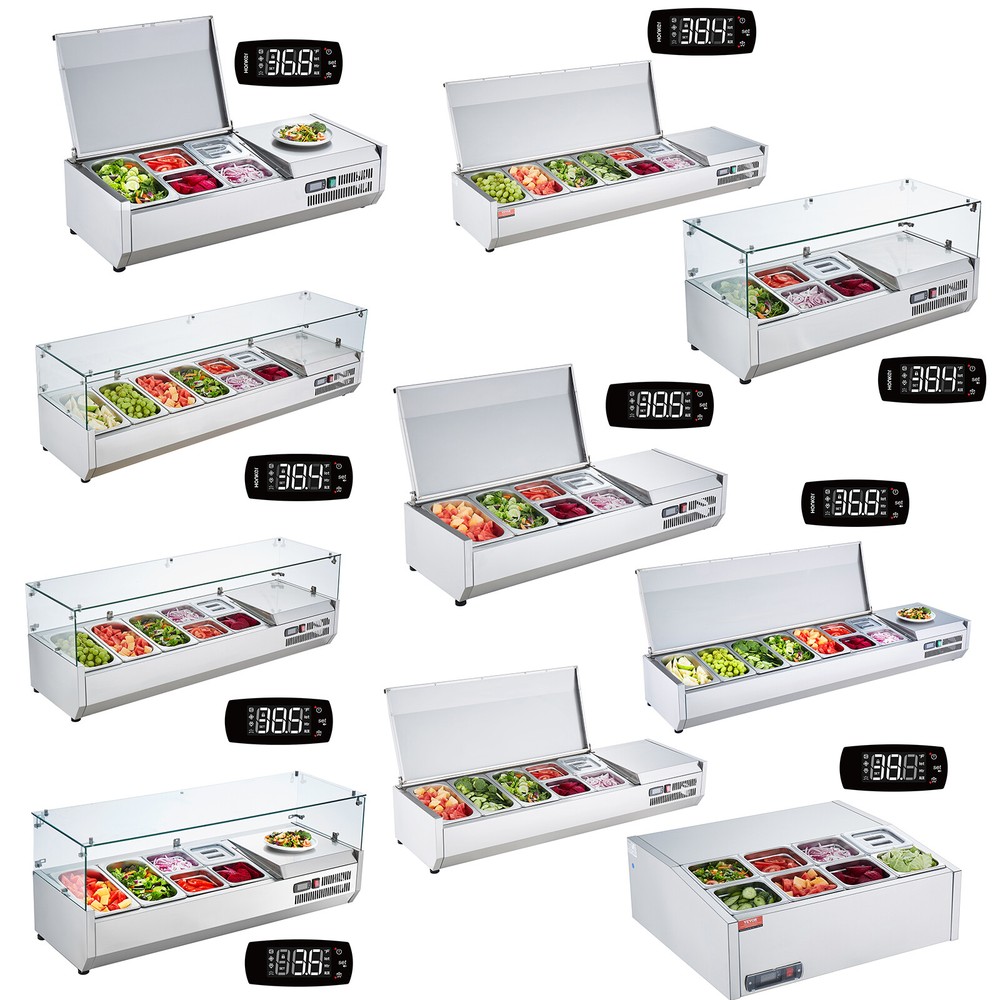 VEVOR 27.5″-71″ Countertop Condiment Refrigerated Salad Sandwich Prep Station