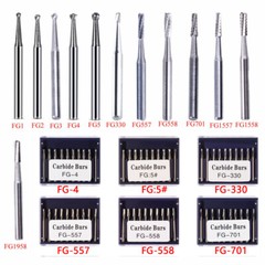 10pcs/pk Dental Carbide Burs for High Speed Handpiece Pear Bur 19mm FG Shank