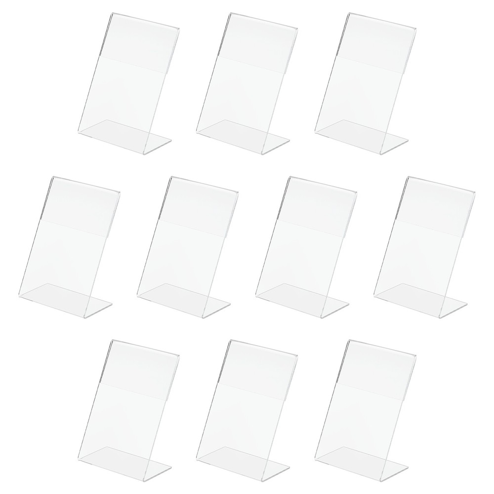 10Pcs Slant Back Acrylic Sign Holder 3.5 x 2.4 Inch Sign Display Holders