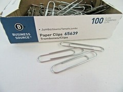 2 boxes of 100 (200) Business Source Paper Clips Jumbo .041 Wire Gauge Silver