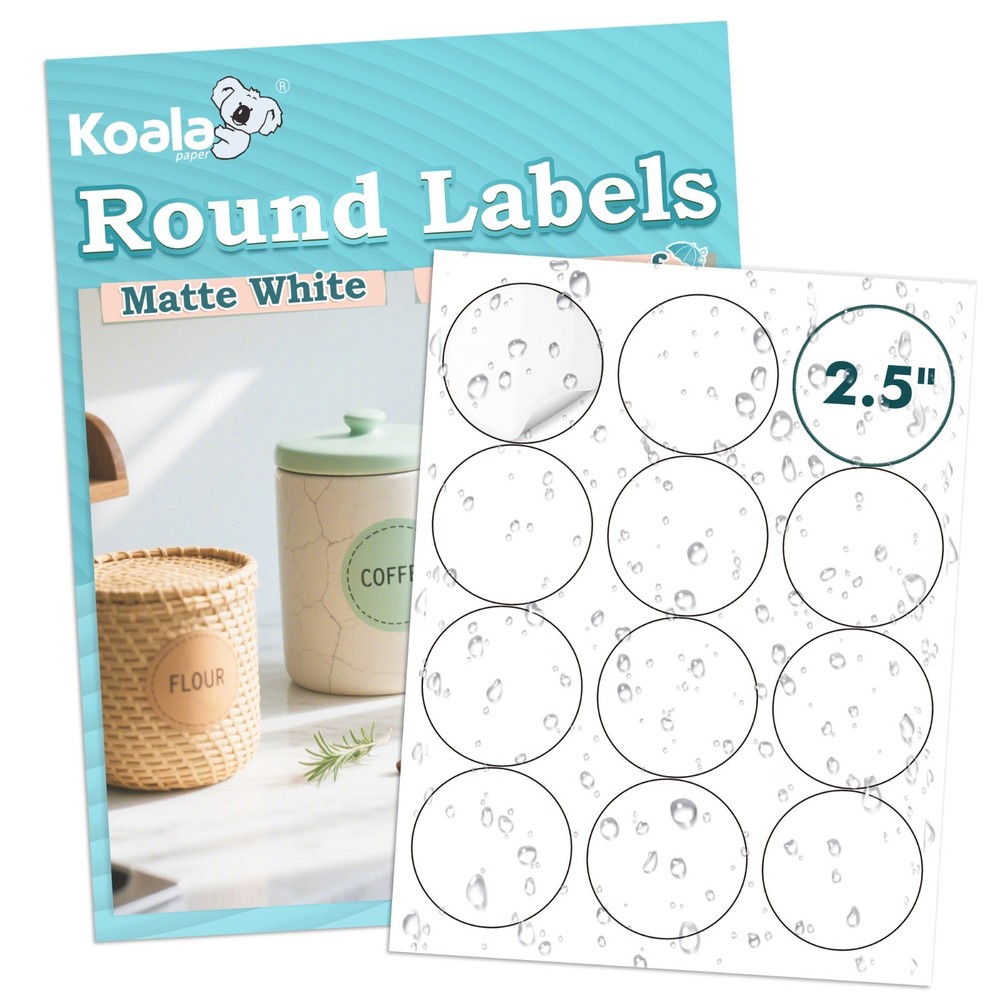 Lot Koala Printable Round Label 2.5″, Glossy / Matte Circle Stickers, Waterproof
