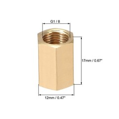 Brass Pipe Fitting 1/8 Straight Hex Nipple Coupler Female Thread Connector