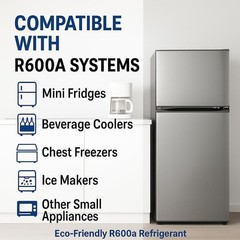 R600a Refrigerant (UPRIGHT CAN!) 3 cans & Top Tap Kit #8095