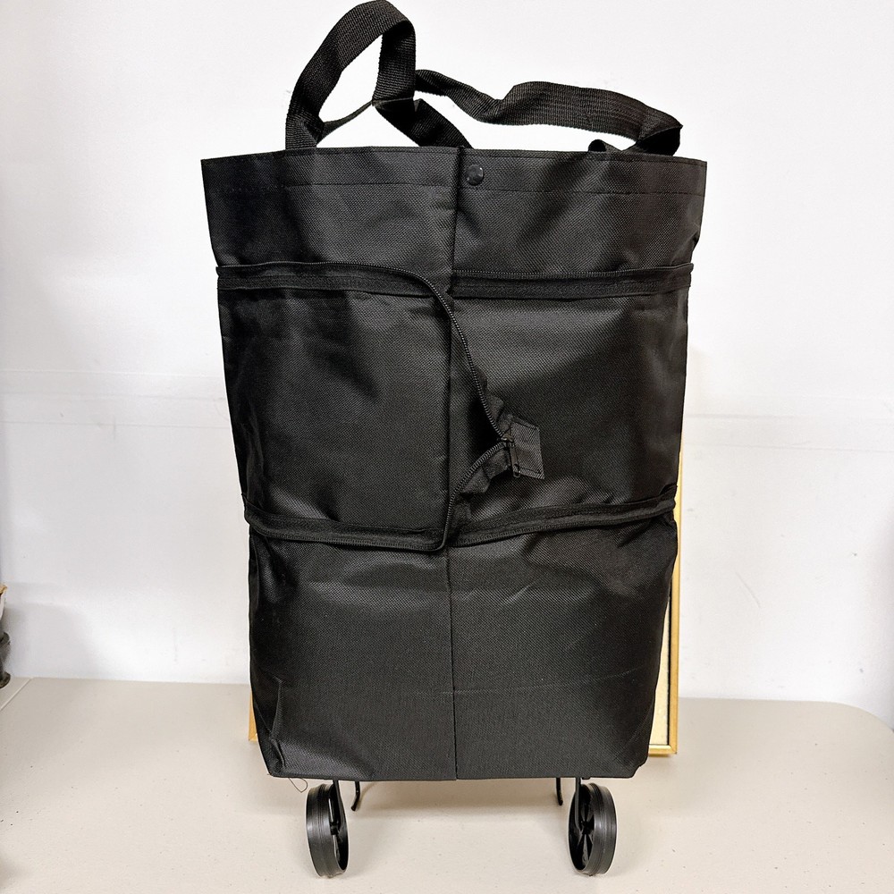 Foldable Rolling Grocery Cart, Expandable Oxford Cloth Shopping Bag with Wheels