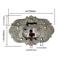 Litoexpe Antique Embossing Decorative Brass Hasp Clasp Latch Lock with Screws…