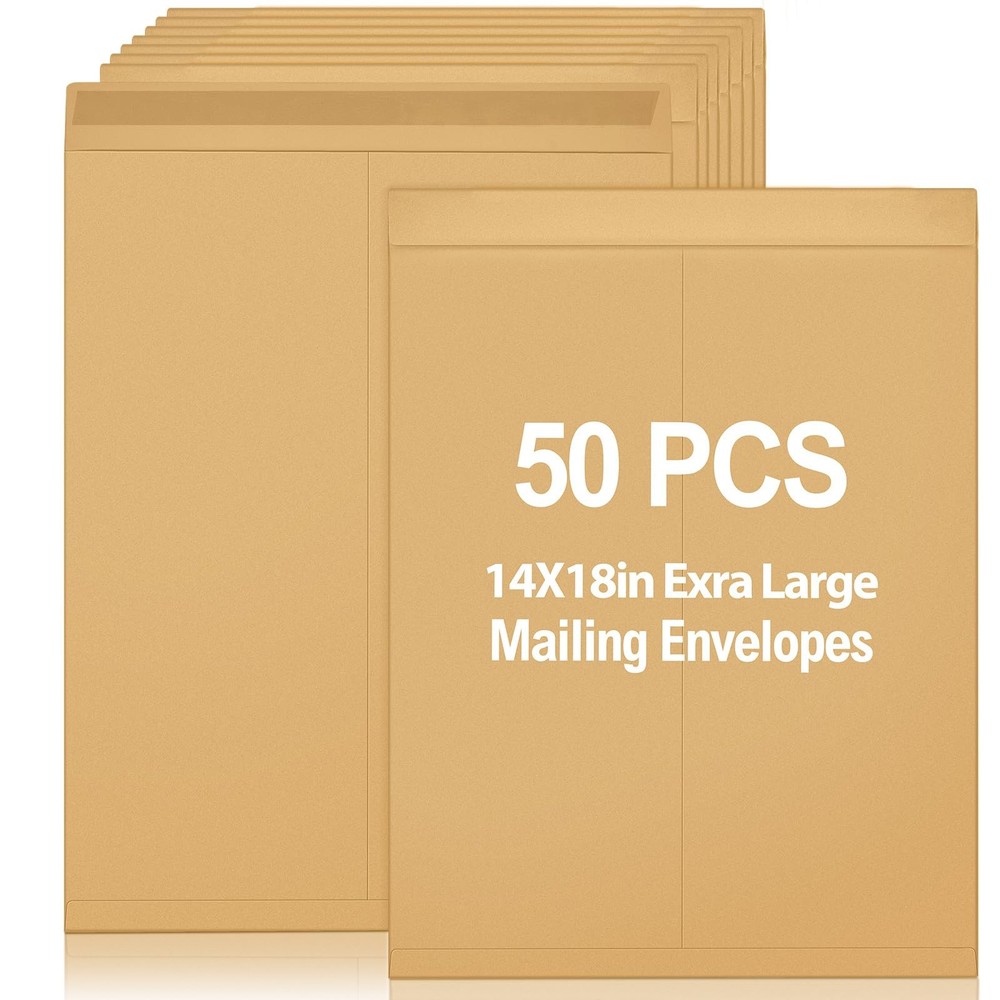 Extra Large Mailing Envelopes 14” X 18” 32lb Opaque 50 Pcs – Ideal