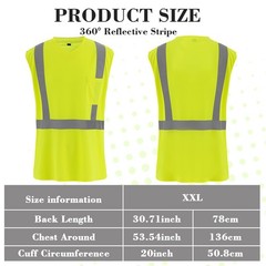 Amylove Lime 4 Pcs Hi Vis Sleeveless Reflective Shirt For Men Class 2