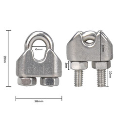 20PCS 1/8 Inches M3 Stainless Steel Wire Rope Cable Clip Clamp