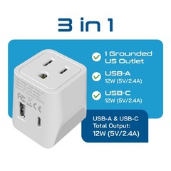 Japan, Philippines Travel Adapter Plug with USBA + USBC Usa Input Type A U…