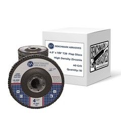 Premium Jumbo Zirconia Flap Discs 4.5″ x 7/8″ for Angle Grinder – 40 Grit (10 Pa