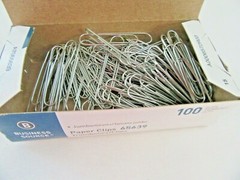 2 boxes of 100 (200) Business Source Paper Clips Jumbo .041 Wire Gauge Silver