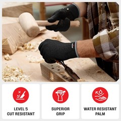 NoCry Professional Cut Resistant Work Gloves for Men and Women with Firm Grip…