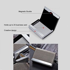 PU Leather Metal Business Card Holder – Sleek Pocket ID Credit Card Case Wallet