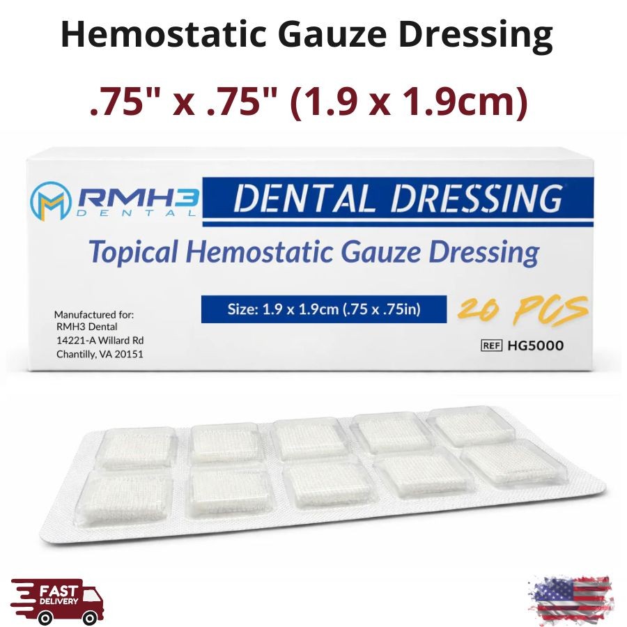 Soluble Hemostatic Gauze Dressing 20/Pk Sterile 0.75″ x 0.75″ CMC Wound Care