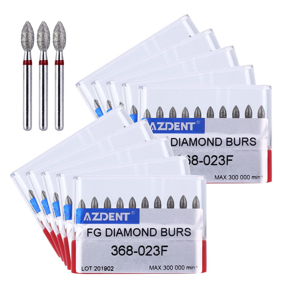 AZDENT Dental Dimond Burs Football #368-023F Fine Red 10Pcs/Pack