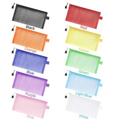 Sinzip 20 Pack Multicolored Zipper Mesh Pouch, 23 cm x 12 cm, Assorted A