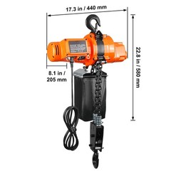 VEVOR Electric Chain Hoist Single Phase Crane Hoist 2200 lbs Load 20 ft Lifting